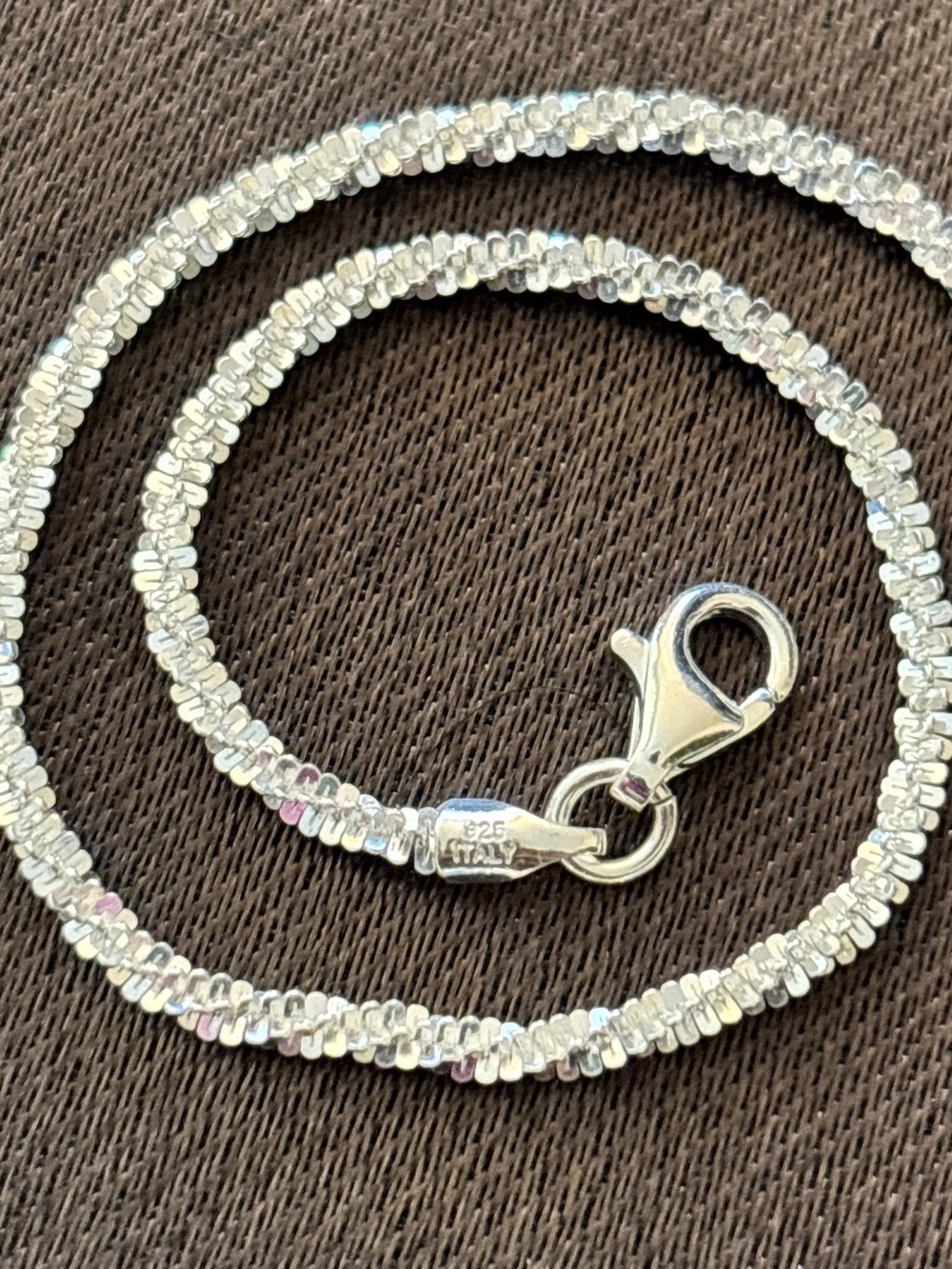 2mm .925 Sterling Silver Italian Made Dainty Twisted Rock Bracelet 7 in.